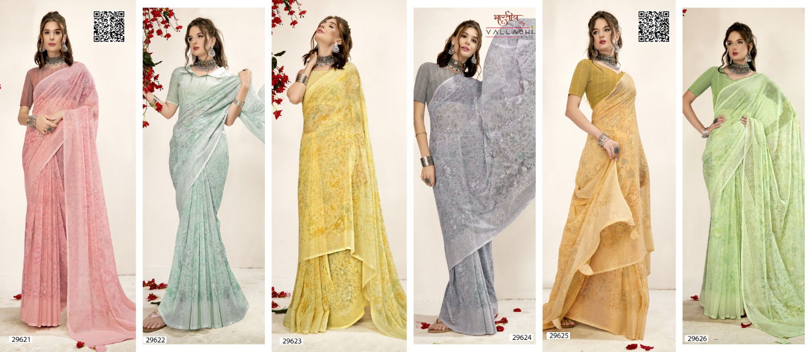 Kimora 12 By Vallabhi Printed Georgette Sarees Suppliers In India